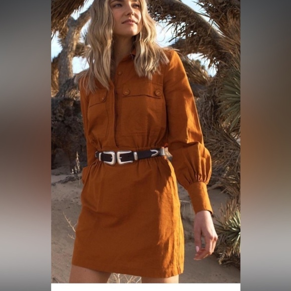 NEW Happy X Nature Utility Linen Dress size large